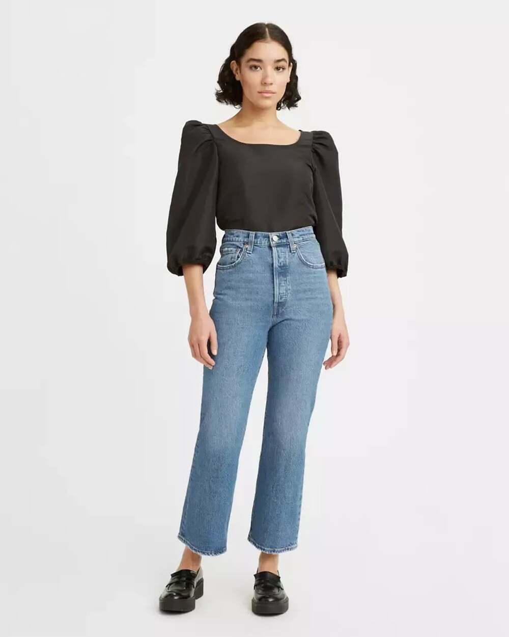 Levi's Ribcage Crop Boot Jeans Size 31 Blue Denim